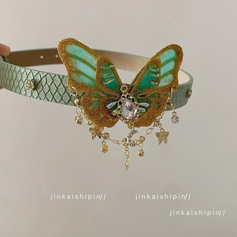 Pure desire wind~ super fairy lace butterfly fringed leg chain niche design leg ring Mori high value waist chain neck chain