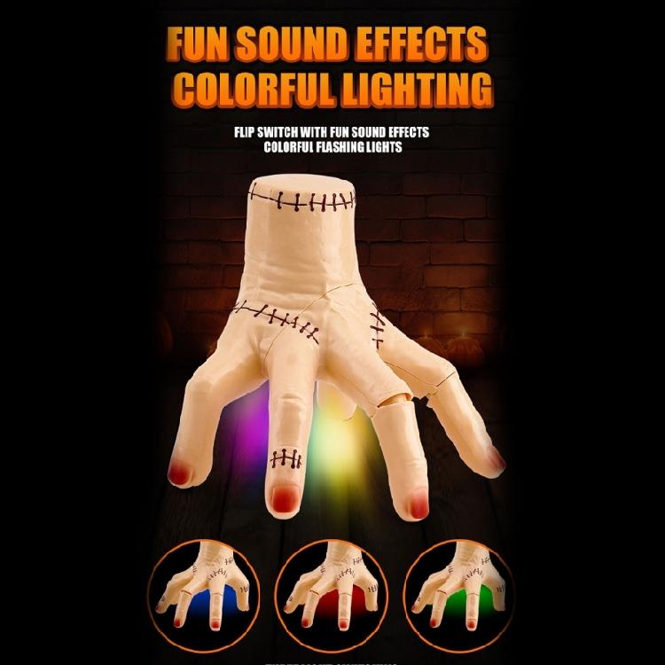 Horror Movie Themed Electric Crawling Hand With LED Lights Scary Noises And Sensor Triggered Movement Halloween Decoration