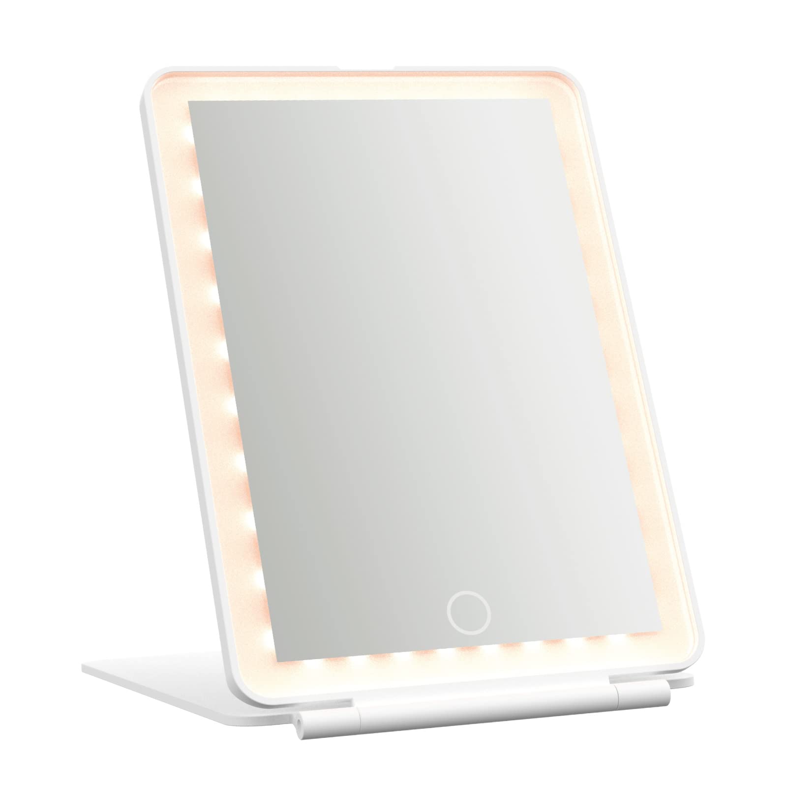 

Tama Electronics Permier Beauty Tabletop Mirror with LED Light, Foldable, Compact Storage, USB Rechargeable, Model PEB010