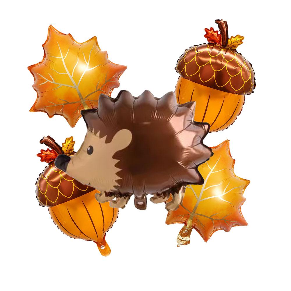 5pcs Maple Leaf Pine Cones Foil Balloons Autumn Squirrel Fox Animals Balloon Thanksgiving Supplies Brithday Party Decoration