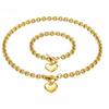 Simple and Trendy OT Snap-on Glossy Smooth Stainless Steel Heart Pendant Necklace and Bracelet for Both Men and Women