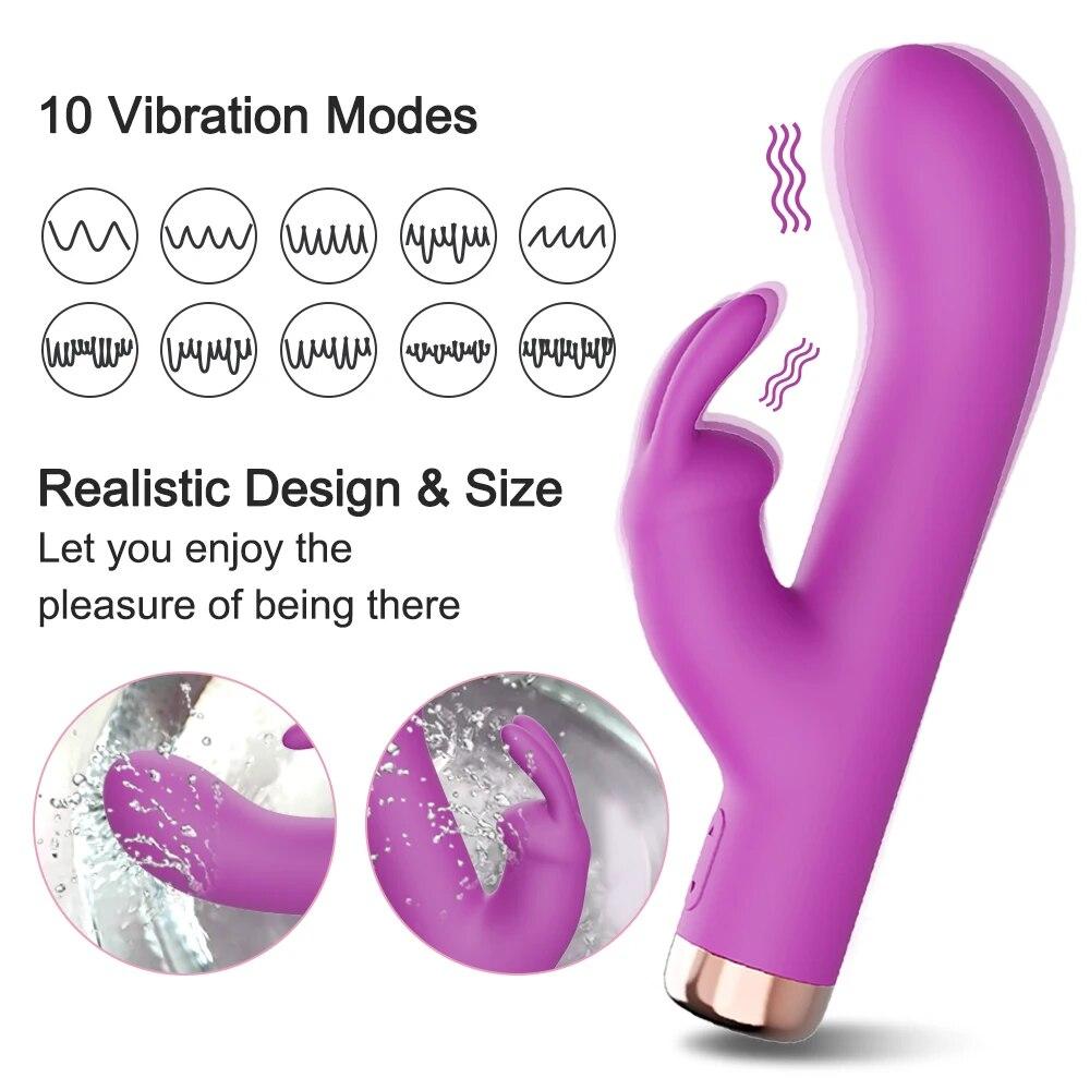Powerful Rabbit Vibrator for Women Nipple Clitoris Stimulator G Spot Massager Dildo Sex Toys Shop Adult Goods for Female