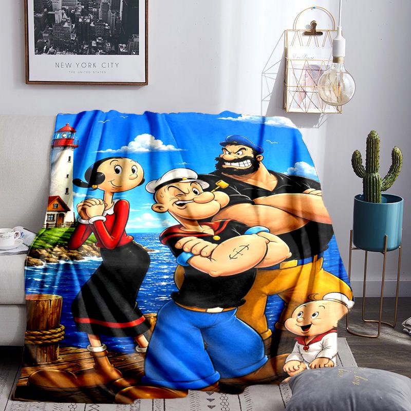 Popeye's Strength Displayed Throws Blanket Flannel Blankets Plush for Couch Bed Gifts for Men Women Travel Picnic Blanket Christmas Fan Gifts
