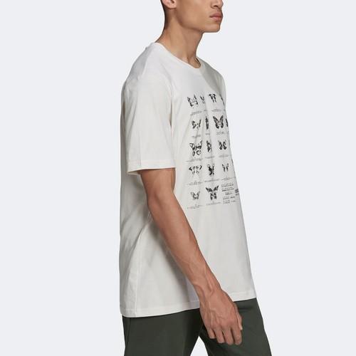 adidas Men's White Casual Loose Fit Crew Neck T-Shirt with Butterfly Print