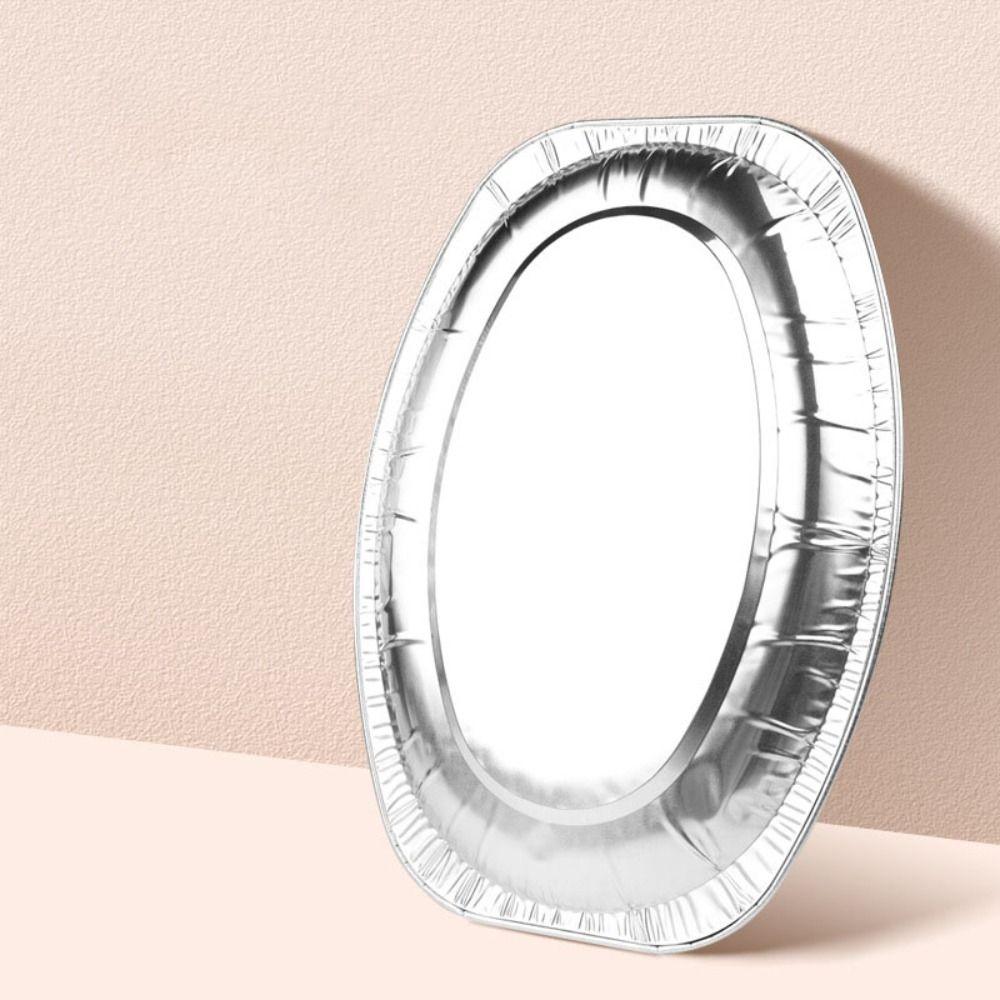 10 Stück Ovale Aluminiumfolien-Grillplatte Verdickte Backbleche Gegrillte Fischplatte Snack