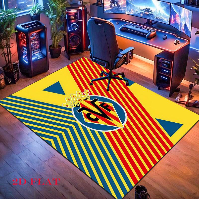 Tappeto Tappeto con Logo Villarreal per Soggiorno Camera da Letto Casa Decorazione Divano, Tappetino Antiscivolo per Giochi Bambini