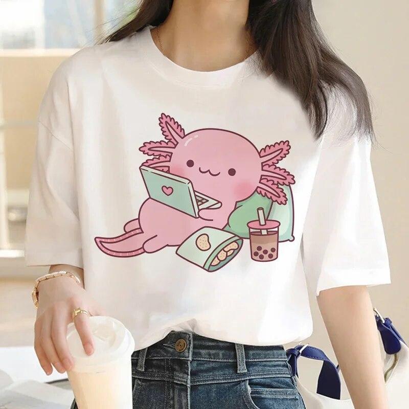 Ajolote Axolotl tricou haine feUnisex kawaii vintage y2k haine imprimeu cuplu haine unisex tricou tumblr estetic