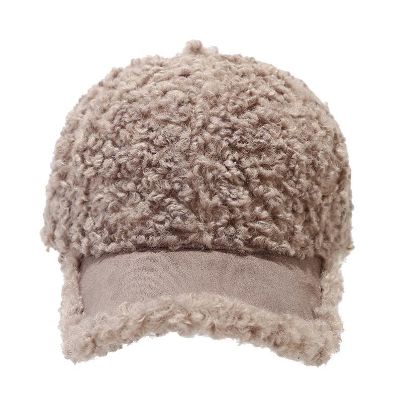 Autumn and Winter Lamb Velvet Baseball Cap Korean Style Simple Casual Solid Color Versatile Peaked Cap Thickened Warm Sun Visor