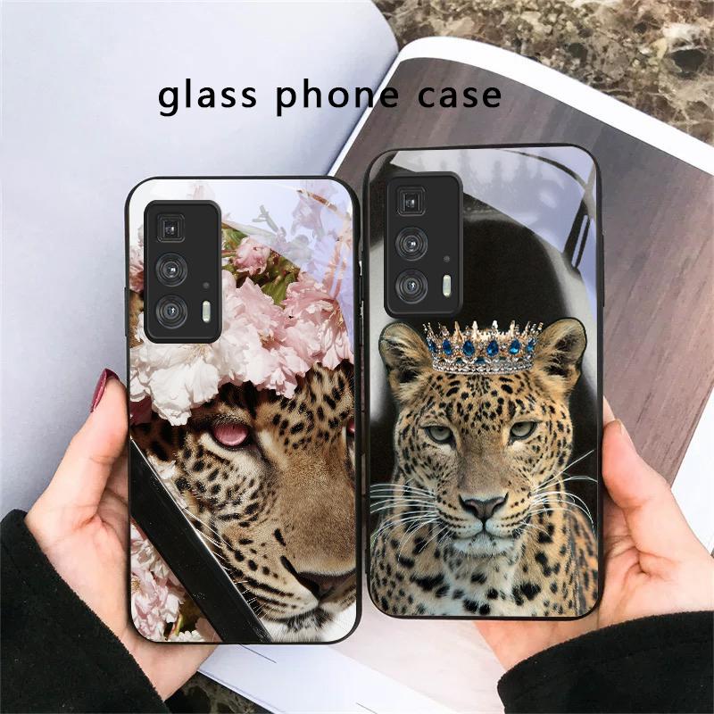 Flower Leopard Shadow For Motorola Moto Edge 20 Lite 30 Pro 40 Neo 50 Ultra G45 G54 G55 G75 G84 G85 GPlay 23 Glass Phone Case