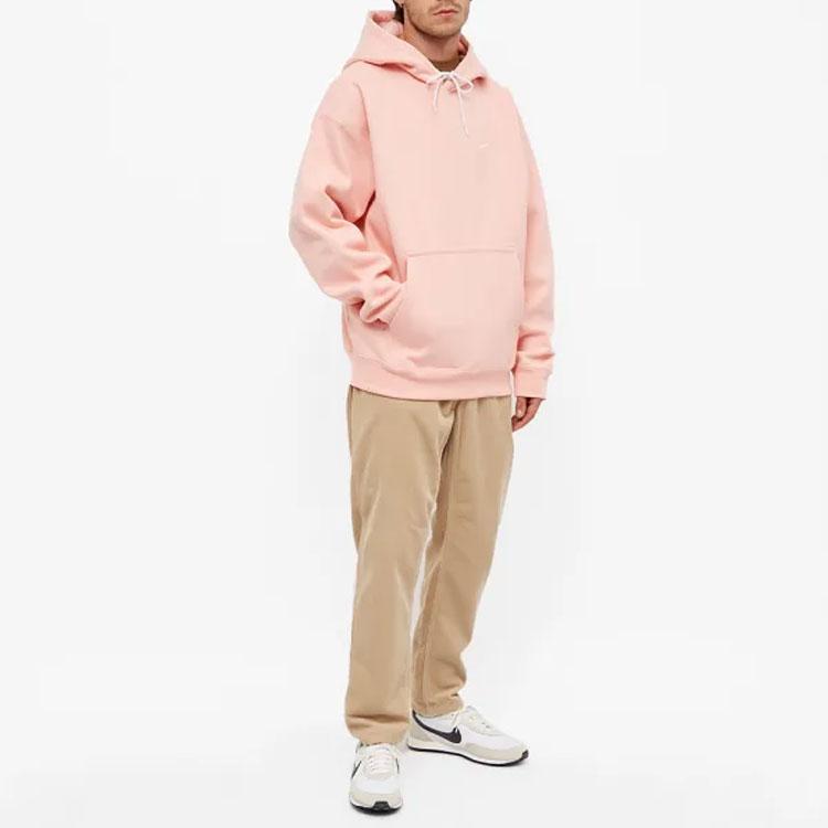 Nike Solo Swoosh Fleece Sweatshirt Bleached Coral/White Men Streetwear CV0552-697