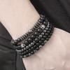 Black Matte Hematite Jewelry Set With Geometric Beads For Men And Women