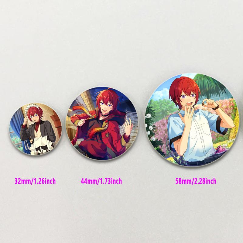 32/44/58mm Ensemble Stars Idol Round Brooch Cartoon Cosplay Badge Icons Lapel Pins for Backpack Gifts Tsukasa Suou