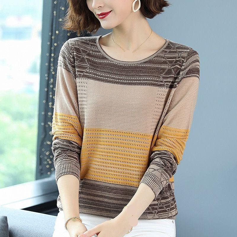 Female Fall Simple Slim Bottom Shirt Round Neck Long Sleeve Pretty Top