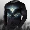 Spring and Autumn Round Neck 3D Animal Eagle Graphic Printed Top Fashionable Casual Hip Hop Long Sleeved Men's T-shirts