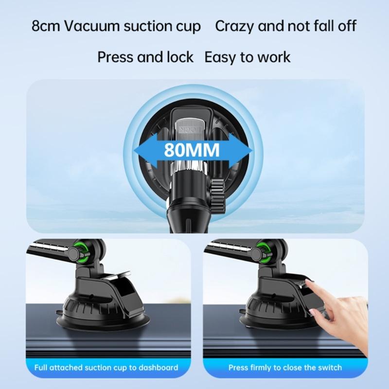 360 Degree Rotating Tablet Stand Holder  Long Arm Suction Cup for Car, Trucks with Strong Suction Grip