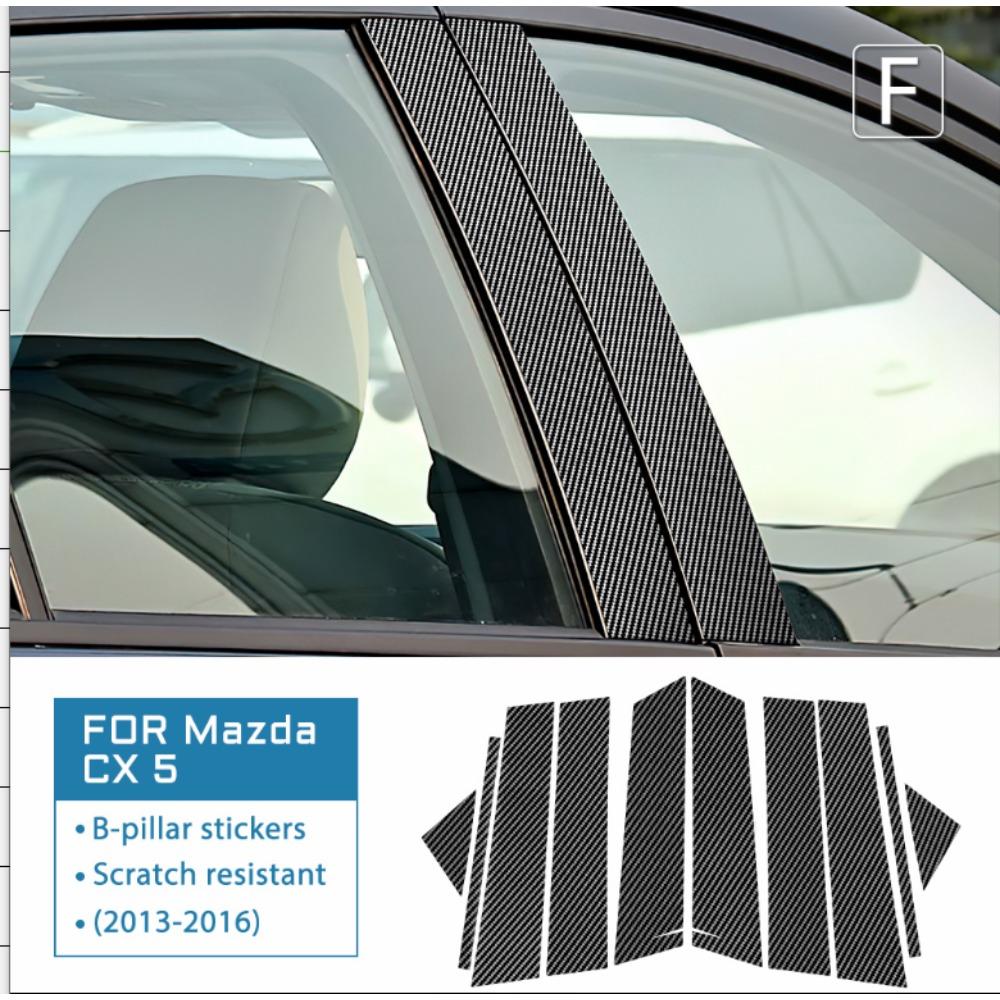 For Mazda 6 3 CX-5 CX5 CX-30 2006-2012 Carbon Fiber Pattern B-Pillar Trim PC Material Interior Decor Protective Car Accessories