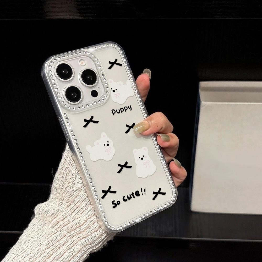 Bracelet Chain Phone Case For iPhone 17 16 15 13 14 for 17Air 17 12 14 16 Pro 17 14 16 Pro Max Sparking Diamond Cute Pattern Hard Cover With Lanyard