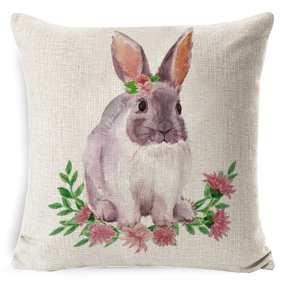 New Digital Printing Easter Theme Pillow Cover Cushion Cover Cute Bunny Truck Animal Pillow Cover