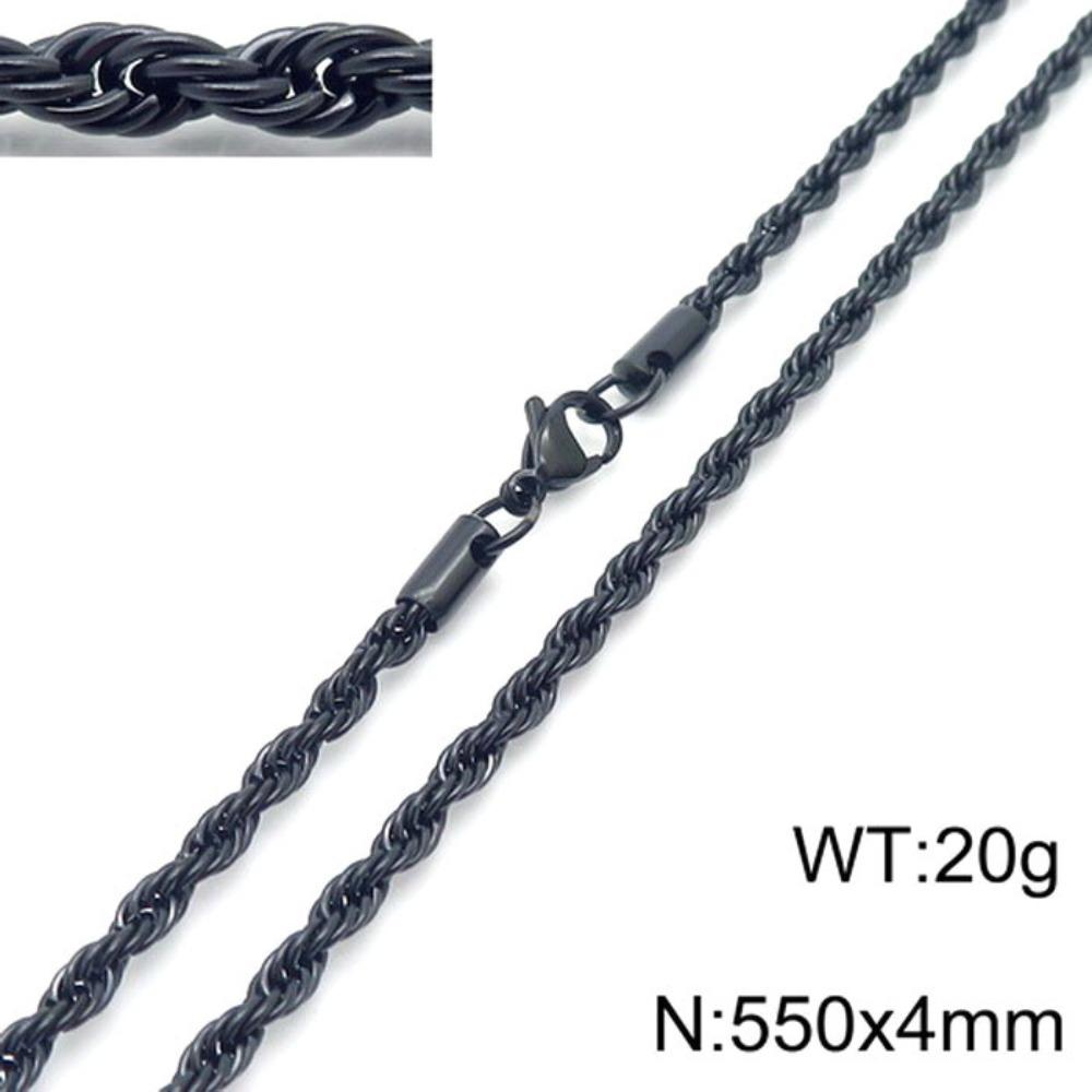 Hip-hop Style Vacuum Plating Black Titanium Steel Men's and Women's Winding Ladder Twist Necklace