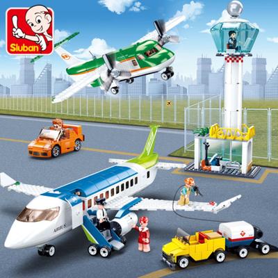 731 piezas de bloques de construcción de modelo de ensamblaje de aeronaves del aeropuerto civil mundial de aviación, furgoneta de equipaje extraíble, juguetes de ladrillos para niños, regalos para niños