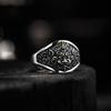 Adjustable Open Ring Men Women Vintage 3D Pixiu Sterling Plated Geometric Animal Statement