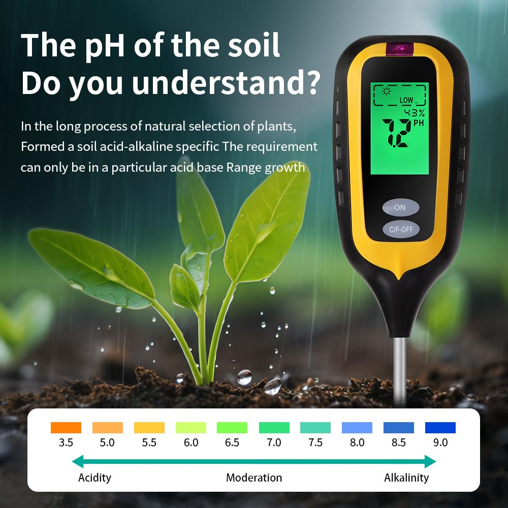 6 in 1 Soil Tester Soil Fertility pH Temperature Air Humidity Sunlight Moisture Soil Fertility Detector Garden Tools