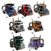 Semi-Truck Coffee Mugs Stainless Steel Handcrafted Truck Coffee Mug Resin Coffee Mug 11 Ounces Semi-Truck Coffee Mugs for Men