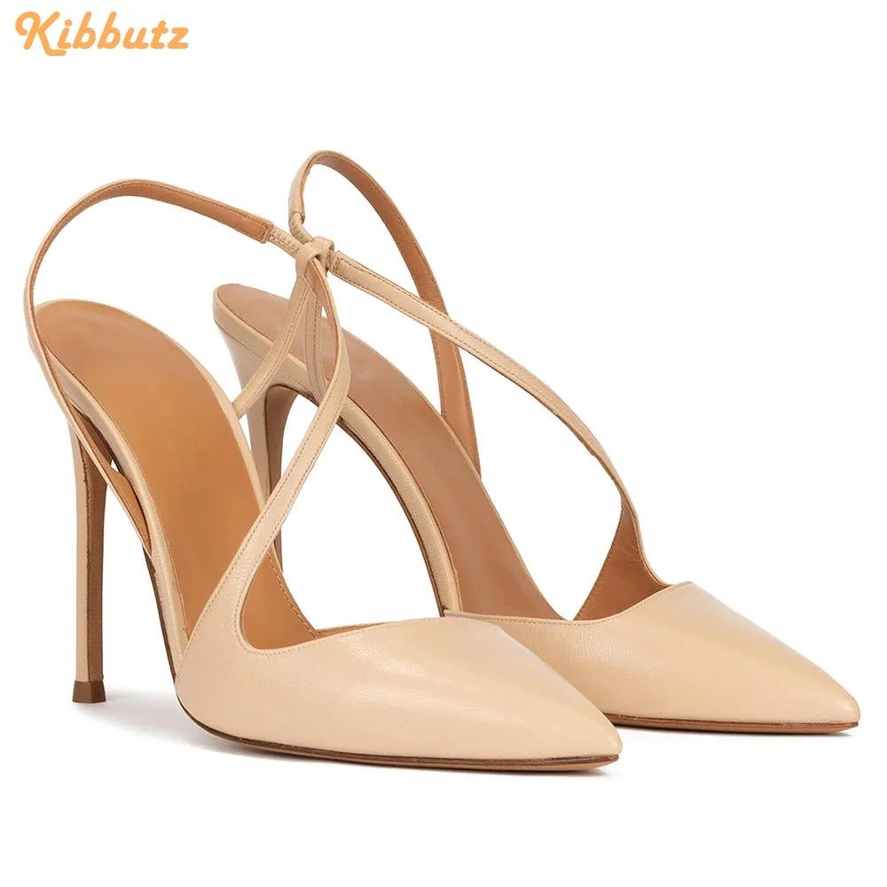 Fashion Solid Color PU Cross Back Strap Sandals Women Fashion Summer Shine Leather Pumps Slip on Pointed Toe Stiletto Heels Sandals