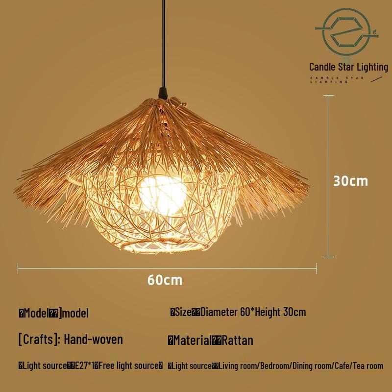 Zen Style Bamboo Rattan Pendant Light for Tea Rooms and Restaurants
