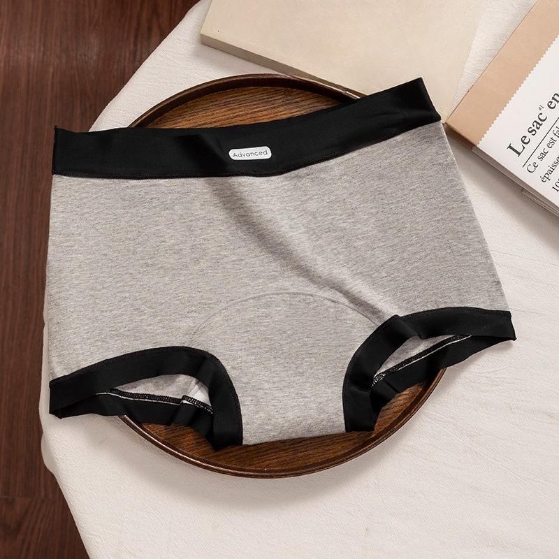 Plus Size Women's Spring and Autumn Grey Sports Style Pure Cotton Non Trace Hip Mid Waist Flat Angle Briefs