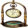 Brass Vintage Victoria London 1876 Desk Clock and Shelf Clock with Compass Victoria Stand Watch