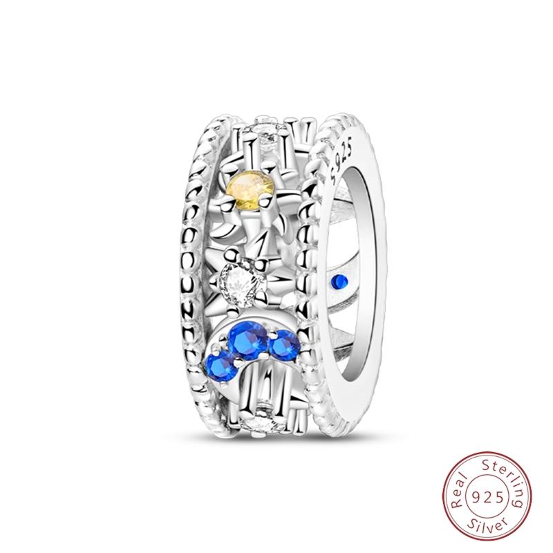 Design 925 Silver Heart Claw Print Bee Conch Text Shining Zircon Fixed 3mm Charms Beads DIY Jewelry Making
