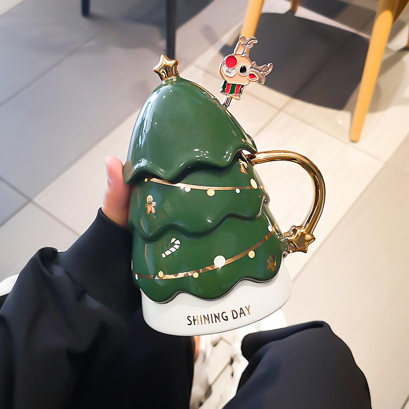 

Christmas cup creative mug personalized couple cup trend cute female office coffee cup ceramic drinking cup about 460ml