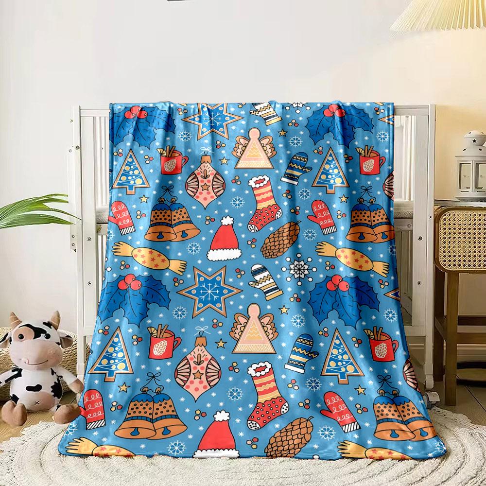 Christmas Themed Festive Pattern Blanket bedroom Blanket for Livingroom Couch lunch break Soft throw for Friend's festival Gift
