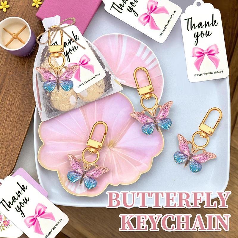 

10 Sets Butterfly Party Favors Keychain With Thank You Kraft Tags For Girls Theme Birthday Party Baby Shower Goodie Bag разноцветный