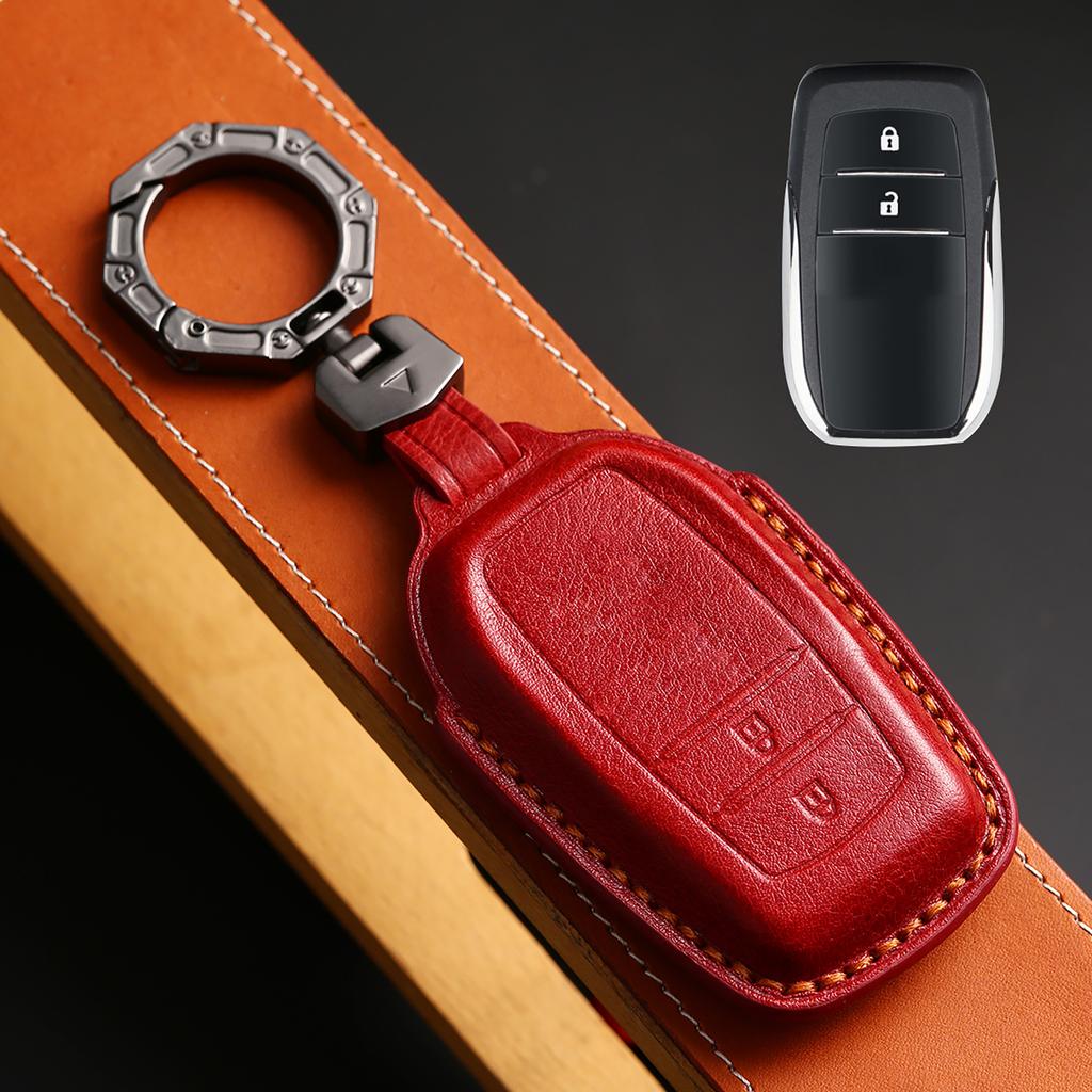 Leather Car Key Fob Case Cover Accessories For Toyota Sienna Rav4 Venza Mirai Hybrid Vehicles Alphard Previa Voxy