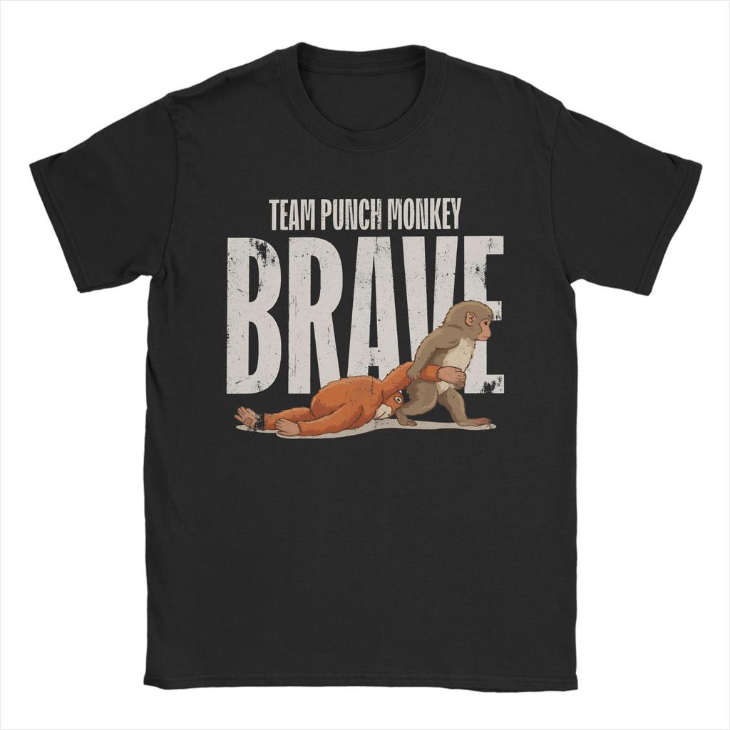 Monkey Punch Baby Monkey Holding Fashion T Shirt for Men Women Cotton Tee Shirt Clothes