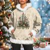 Women's Christmas Casual Fleece-Lined Hoodie With Long Sleeves And Pockets Sweatshirt Top