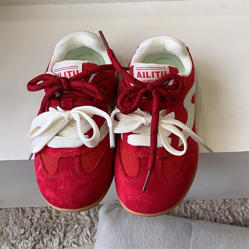 

Детская обувь в корейском стиле, сетчатая спортивная обувь, дышащая, для девочек, немецкая тренировочная обувь, повседневная обувь для мальчиков 22 красный