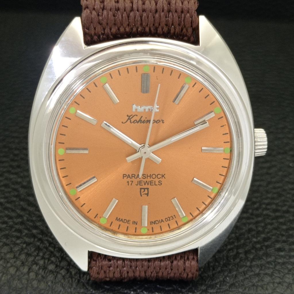 HANDAUFZUG VINTAGE HMT KOHINOOR INDISCHE HERRENUHR BRAUNES ZIFFERBLATT a440966-4
