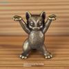 Vintage Brass Cat Figurine - Multifunctional Desktop Ornament (Cute Raised-Paw Design)