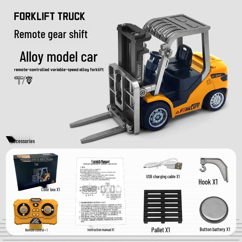 

1:64 Bluetooth Remote Control Mini Alloy Forklift Toy - Mobile Phone Operated Engineering Vehicle for Kids
