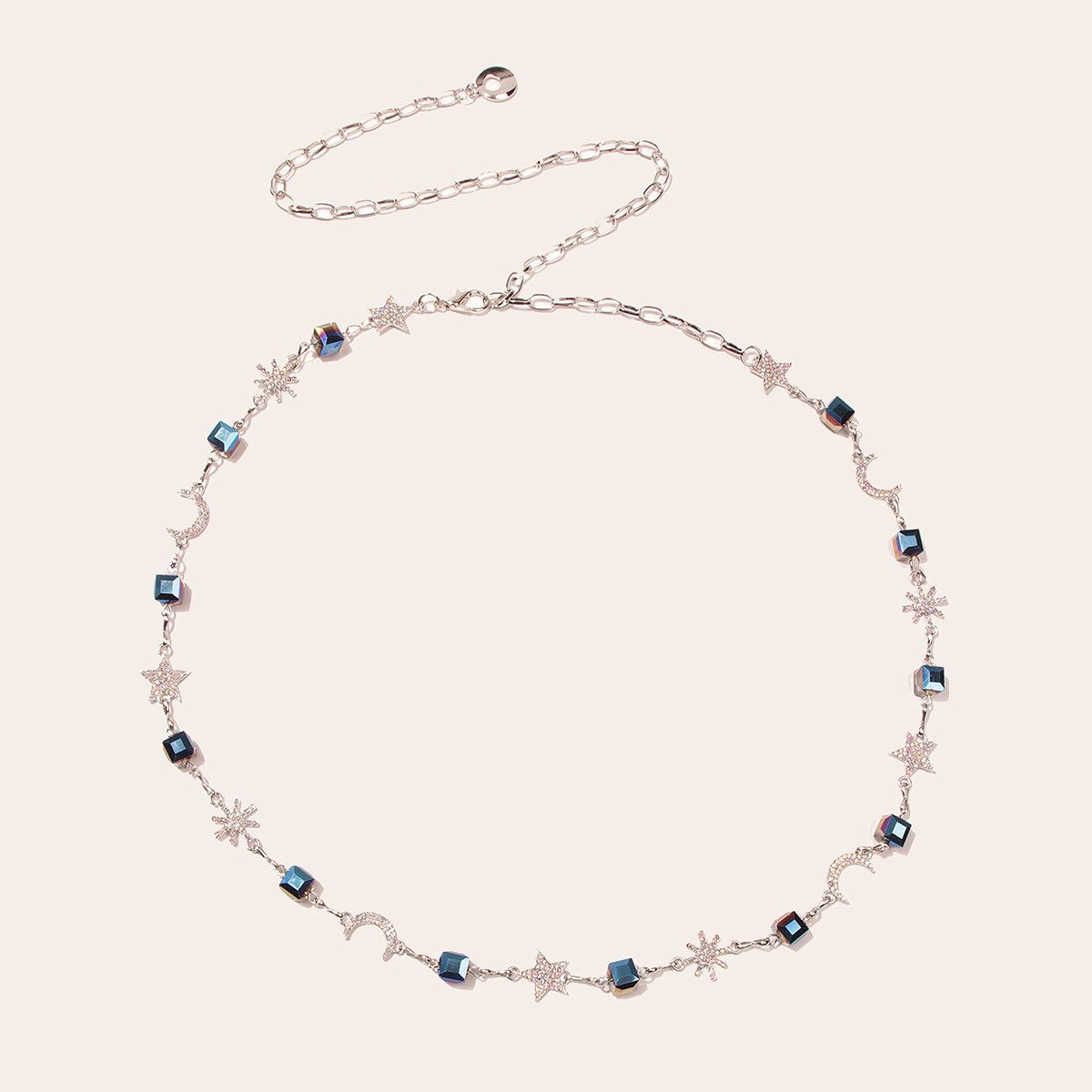 

Новая Звезда Луна Кристалл Декоративная Поясная Цепочка Женская Инкрустация Стразами Металлическая Элегантная