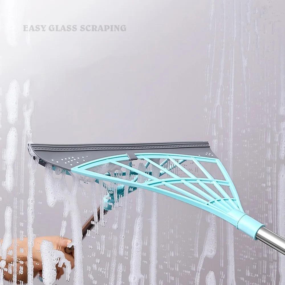 Lazy Broom Silicone Broom Water Stain Remover Stainless Scraper Magic Wiper Flexible Window Groove Cleaning Floor Scraper