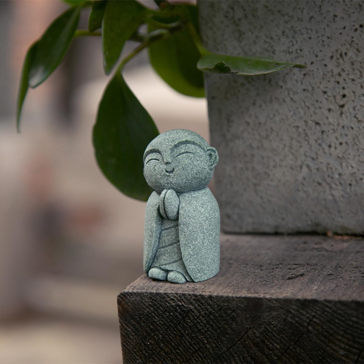 

RemeeHi New Jizo Soothing and Cute Small Jizo Guardian Made of Perfect for Wishing Happiness and Good Cute Granite Statue your head and Set Figurine,