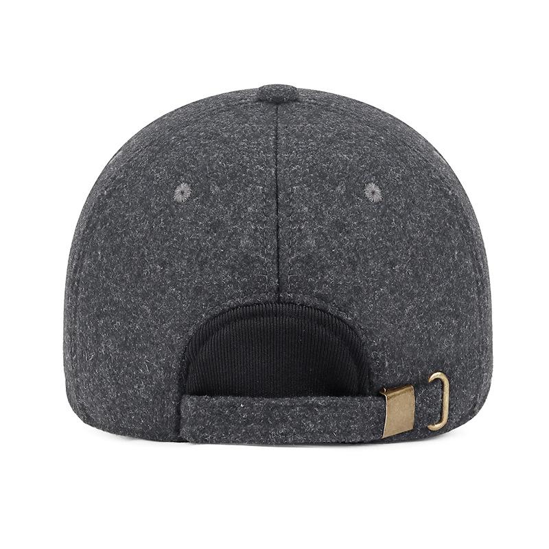 Mens Winter Warm Wool Baseball Cap with Ear Flaps Adjustable Hat