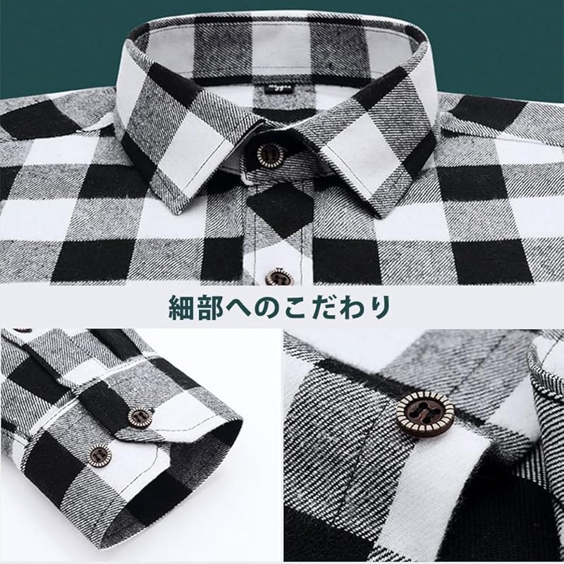 [PAFHL] shirt men's check tops casual long sleeve spring autumn Thin short big size Fashionable adult simple Going out trip M-3XL (Navy, 2XL)