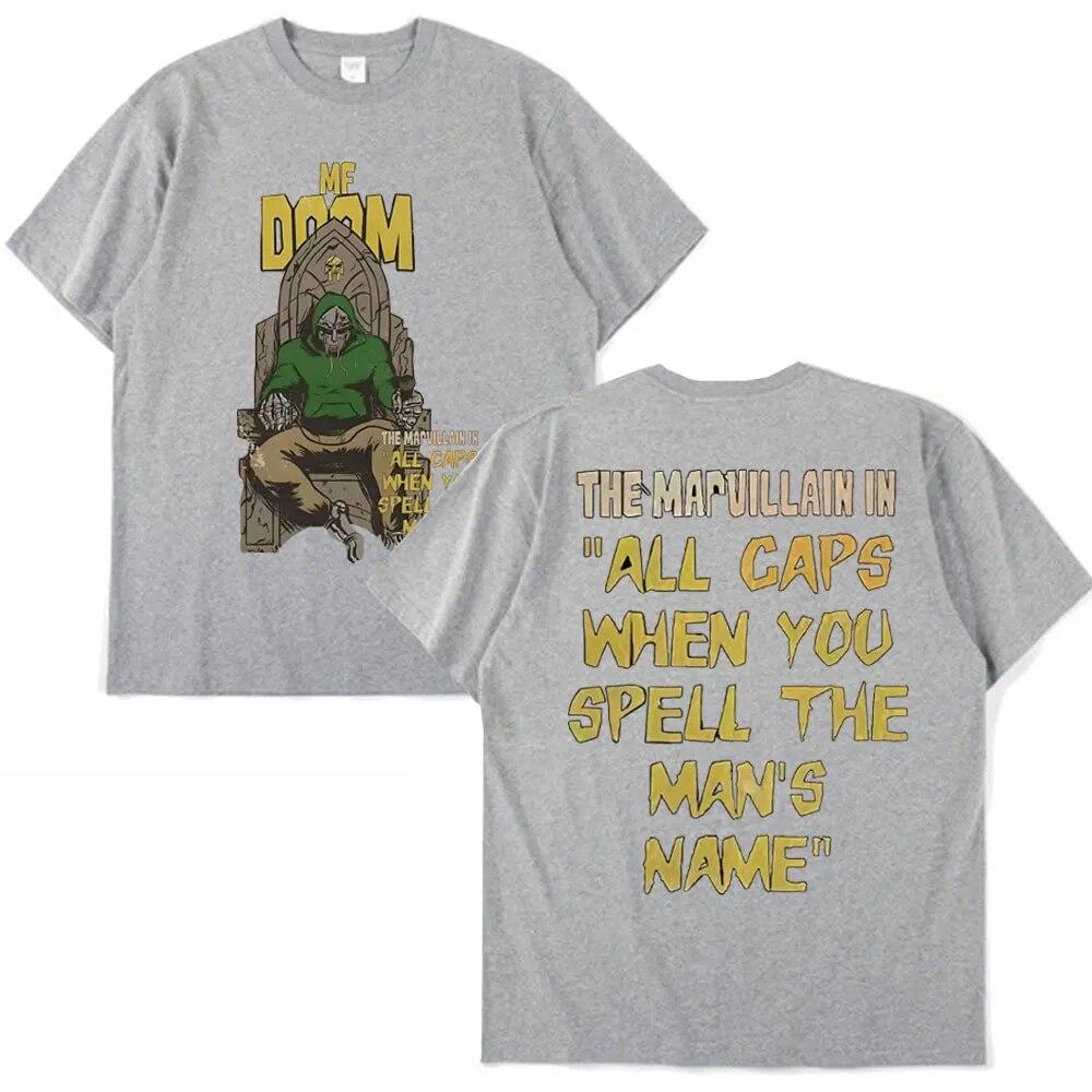 Vintage Mf Doom Shirt Unisex Damen Mf Doom Merch Rapper Doppelseitiger Druck T-Shirt Übergroße Streetwear T-Shirts Unisex Kleidung