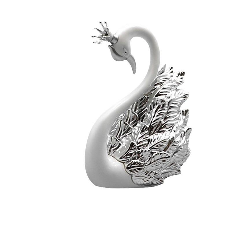 2 Pezzi Scultura Cigno d'Amore Ornamento, Mini Bambola Decorazione Torta Nuziale, Statua Regalo per Casa Auto