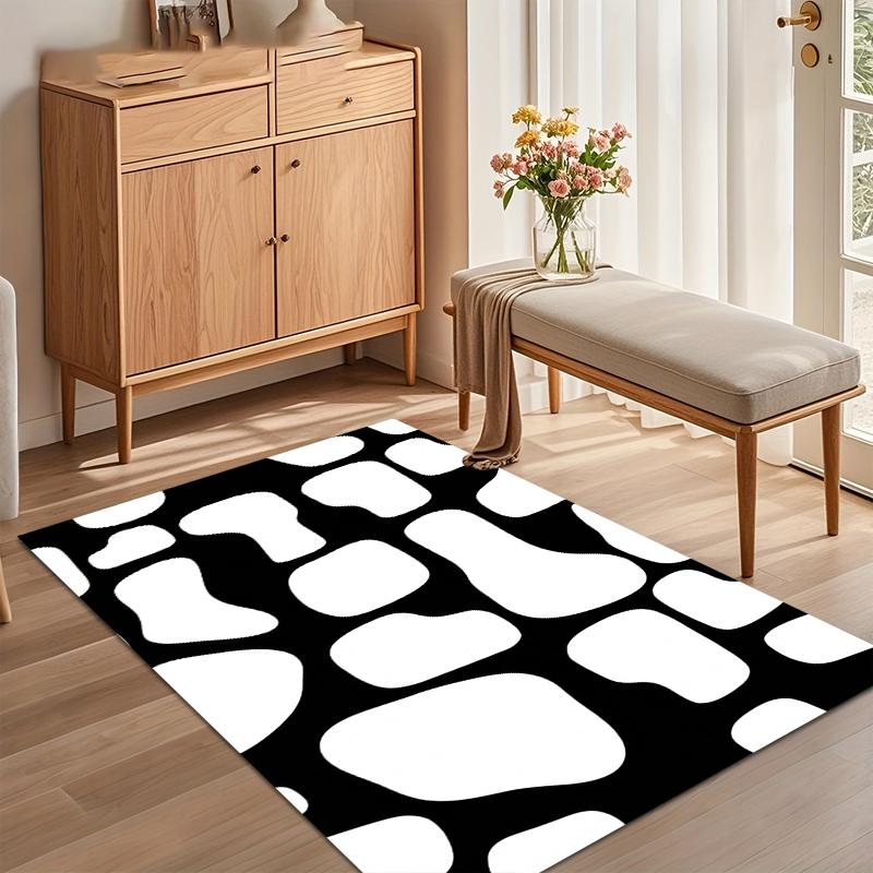 Chic Area Rug Soft Non Slip Thick Floor Mat Minimalist Black Design for Living Room Bedroom Kitchen Rugs for Bedroom Rug